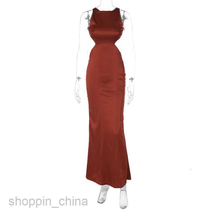 Basic Casual Women Dresses Feng Spring Women's Wear New Solid Color Round Neck Sexy Back Slim Dress