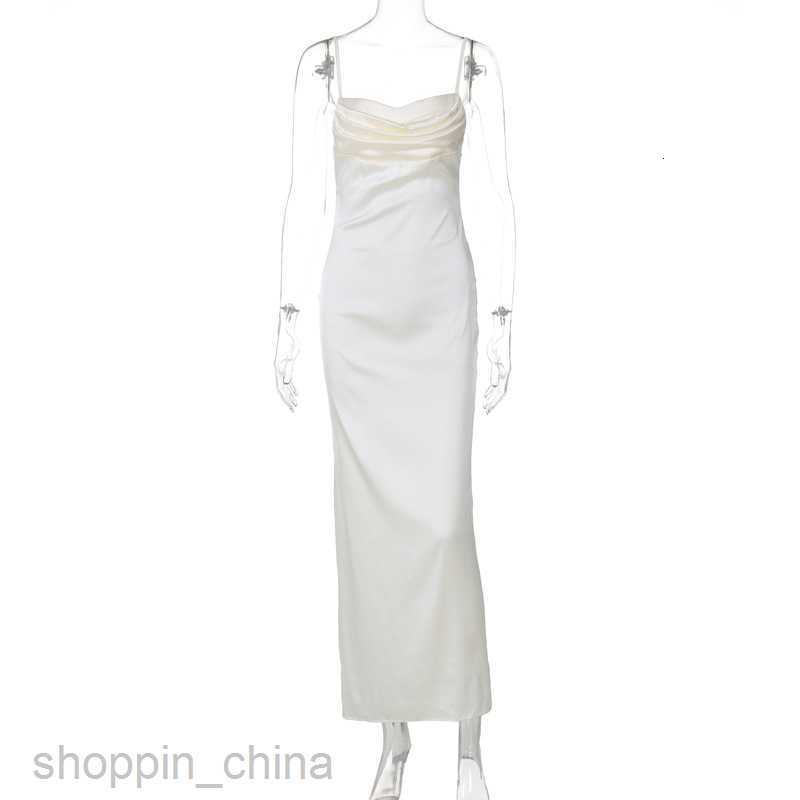 Basic Casual Women Dresses Summer Women's Wear New Solid Color Satin Sexy Open Back Suspended Dress