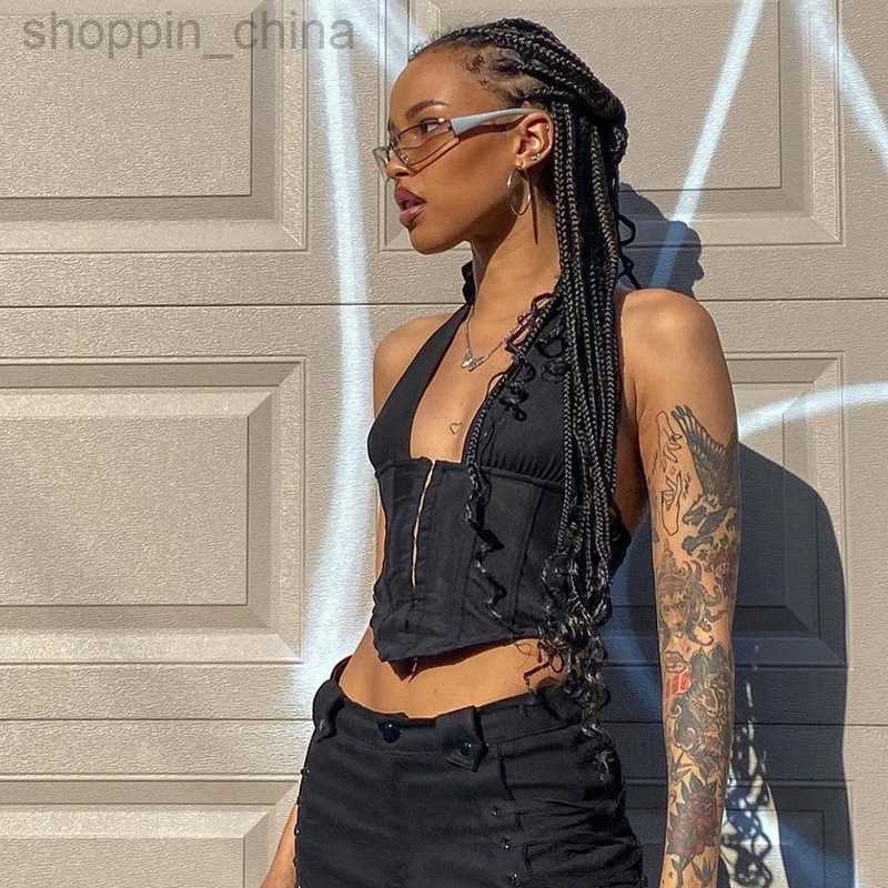 Women's Tanks Camis 2024 Spring Women Solid Color Neck Hanging Open Back Hook Small Tank vest tees tops