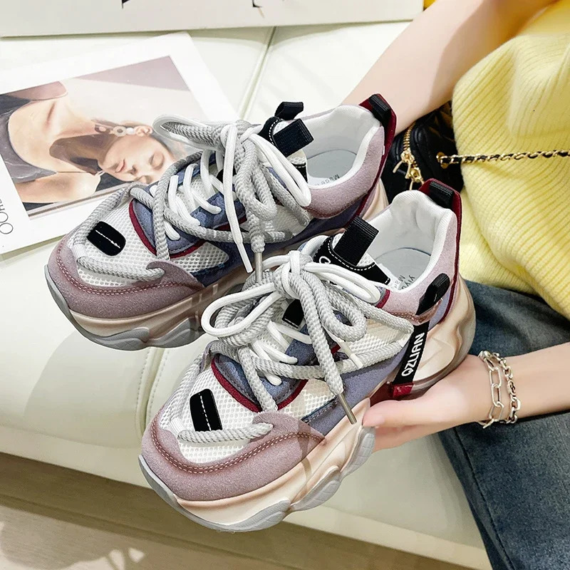 High Platform Sneakers Women Thick Sole Sports Ladies Trainers Vulcanized Shoes Woman Chunky Sneakers Zapatillas Mujer 10CM 240612