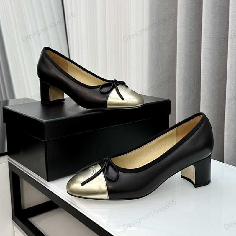 Designer Slingback Pumps chaton talons femmes chaussures habillées classiques en peau d'agneau rond Sandales Bowtie Patchwork Slip on Loafer Meta