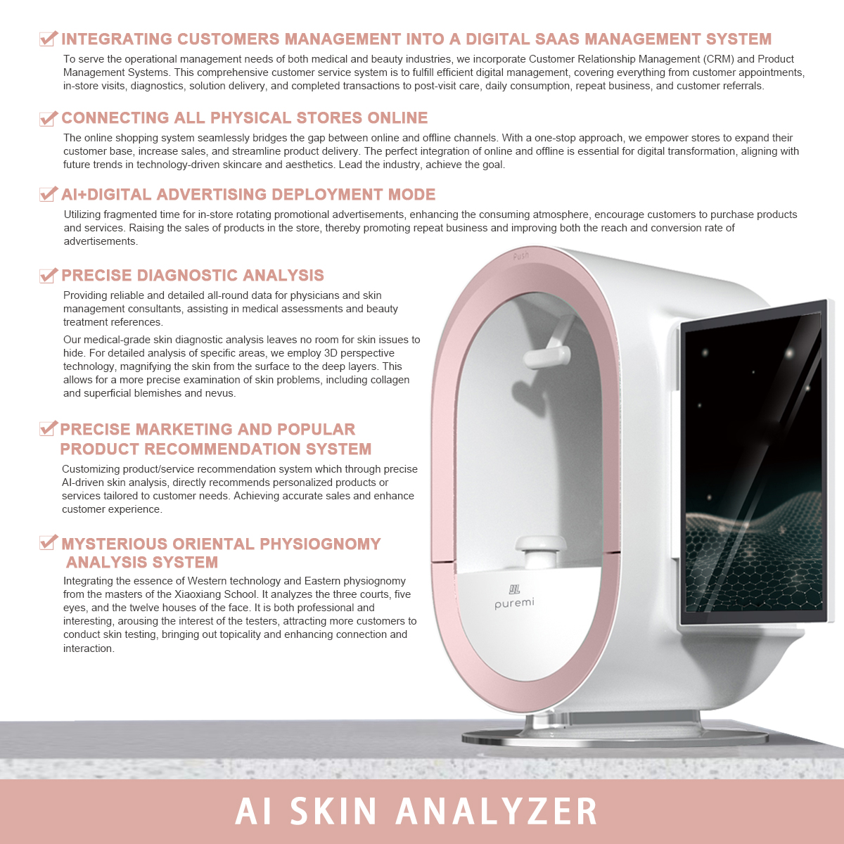 New Generation 3D AI Face Skin Diagnostics Analyzer Facial Tester Scanner 48 Million HD Pixels 12 Spectrum Light Health Detection Machine