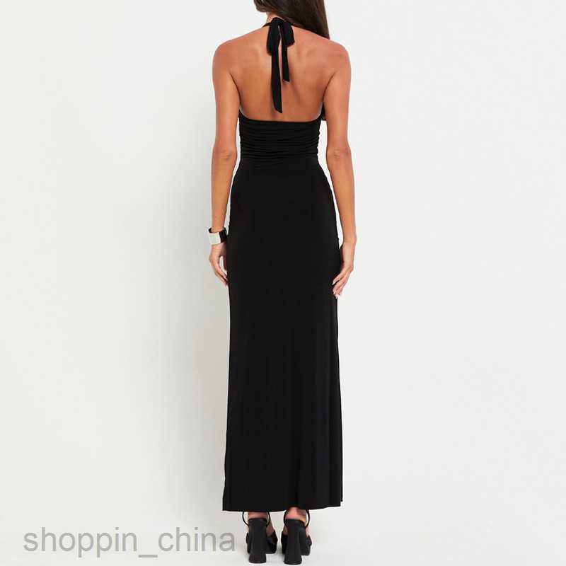 Basic Casual Dresses Women's Summer New Fashion Metal Butterfly Sexy Hollow Hanging Neck Dress