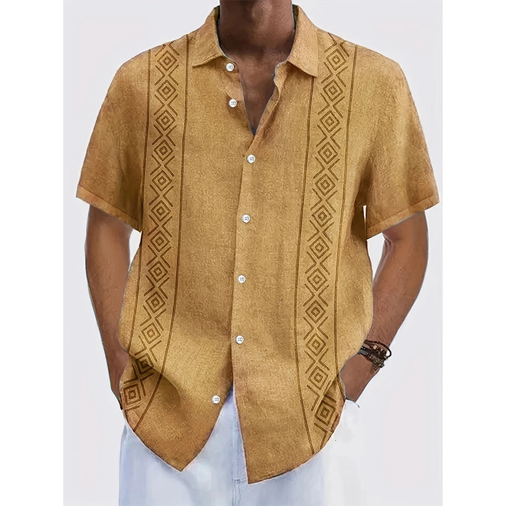 Ethnic Style 3D Printed Hawaiian Beach Shirts Men Women Casual Fashion Vintage Streetwear Short Sleeve Shirt Blouse Man Clothing 240601Z