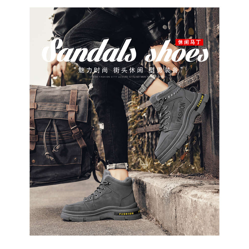 183 Special offer store autumn and winter men's shoes, mid top Martin boots, snow boots