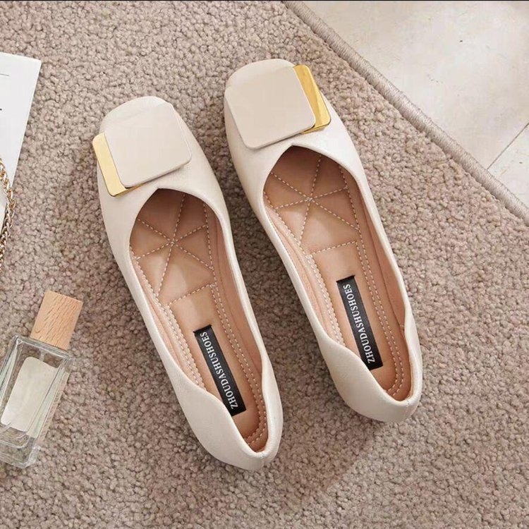 Women's Casual Shoes New Design Gentle Style Square Toe Flat Bottom Versatile Comfortable Breathable Triple Black Free shipping size