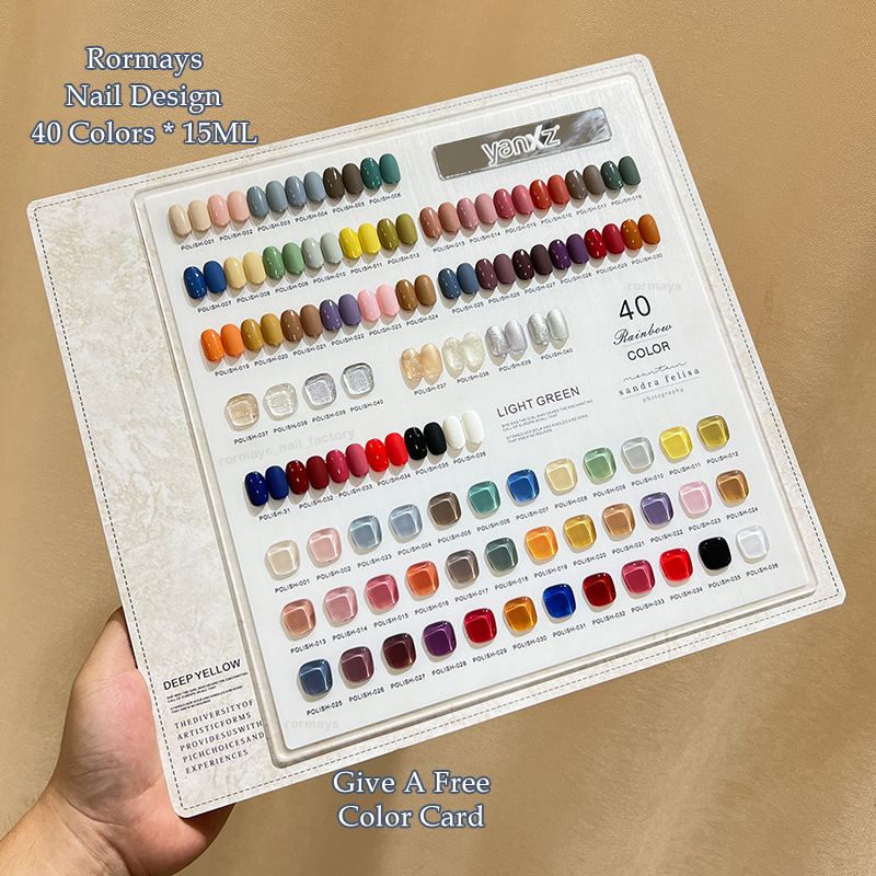 Rormays Popular Phototherapy gel Polishing 40PCS Hybrid gel UV LED Semi permanent Varnish Shining Summer Immersion Nail Salon 15ML Wholesale Factory