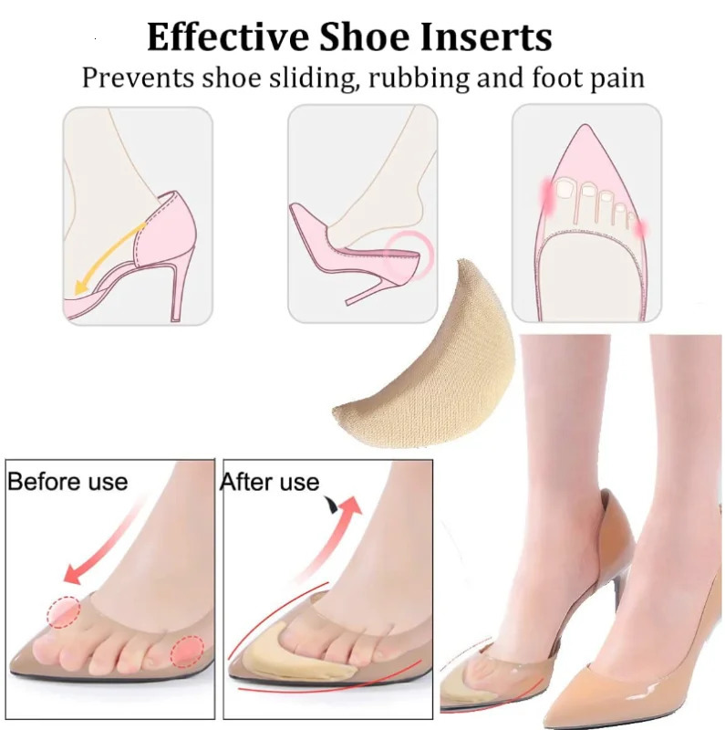 Sponge Forefoot Insert Pads Women Pain Relief High Heel Insoles Reduce Shoe Size Filler Protector Adjustment shoe Accessories 240613