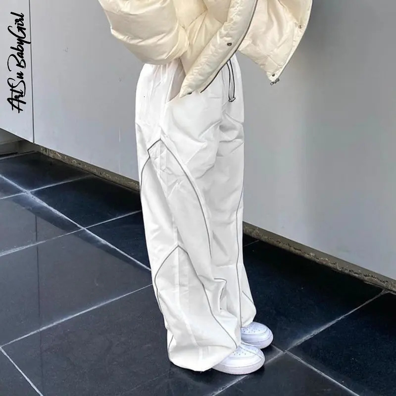 White Pants Wide Leg Trousers Women Sweatpants Jogging Y2k Streetwear Women Fashion Clothing Solid Cargo Pants High Waist Pants 240530