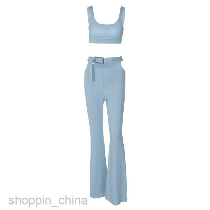 Women's Jumpsuits Rompers Spring Women's New Solid Color Sleeveless Tank Top Flare Pants Two Piece Fashion Set