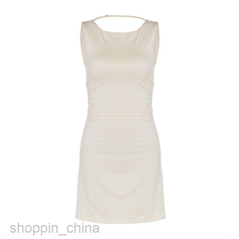 Basic Casual Dresses Wind Summer New Solid Color Sleeveless Skirt Sexy Open Backpack Hip Dress