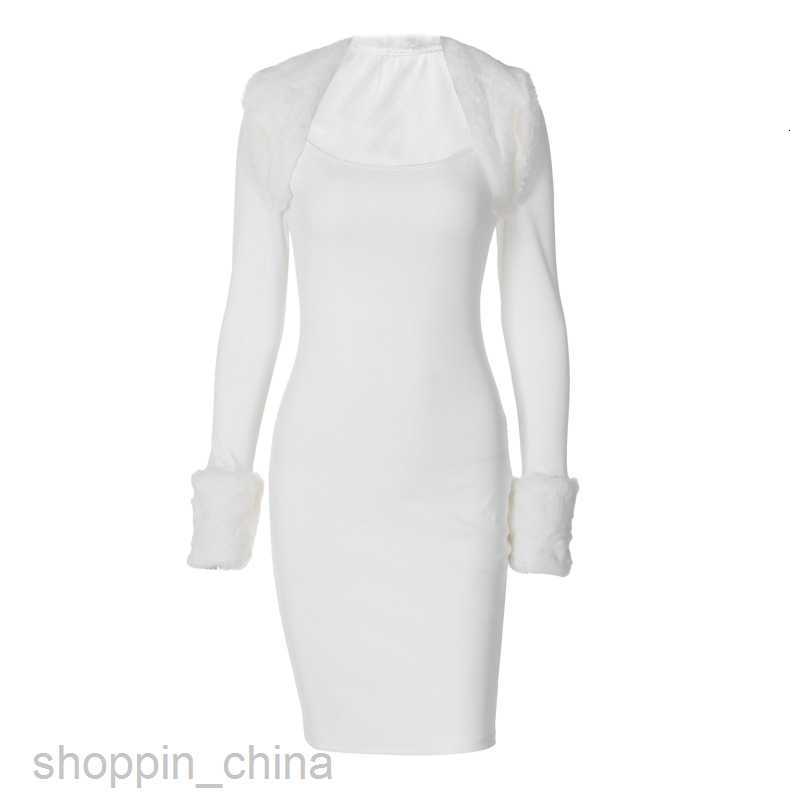 Basic Casual Dresses Women's Spring New Style Temperament Solid Color Long sleeved Spliced Wool Collar One line Neck Wrapped Hip Middle Style Dre