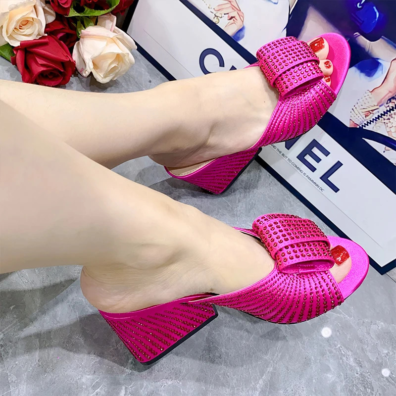 2024 Latest African Women Shoes Decorated with Rhinestone Italy Women Shoes for Party Italian Women Summer Sexy High Heels Pumps 240613
