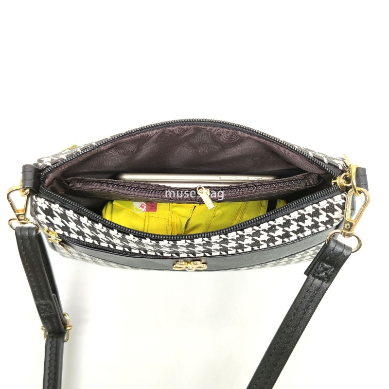 Designer Women's High Quality Thousand Bird Grid Color Contrast Fashionable Diagonal Straddle Bag Temperament Practical One Shoulder Retro Small 