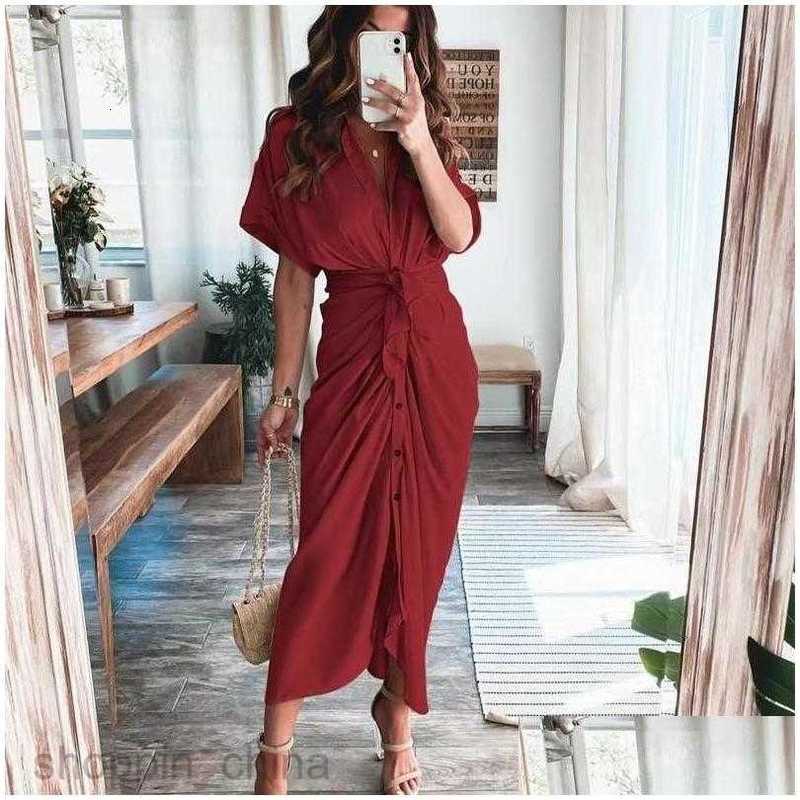 Casual Dresses Women Shirt Designer Commuting Plus Size S3Xl Long Dress Fashion Forged Face Clothing Drop Delivery Apparel Wom S02