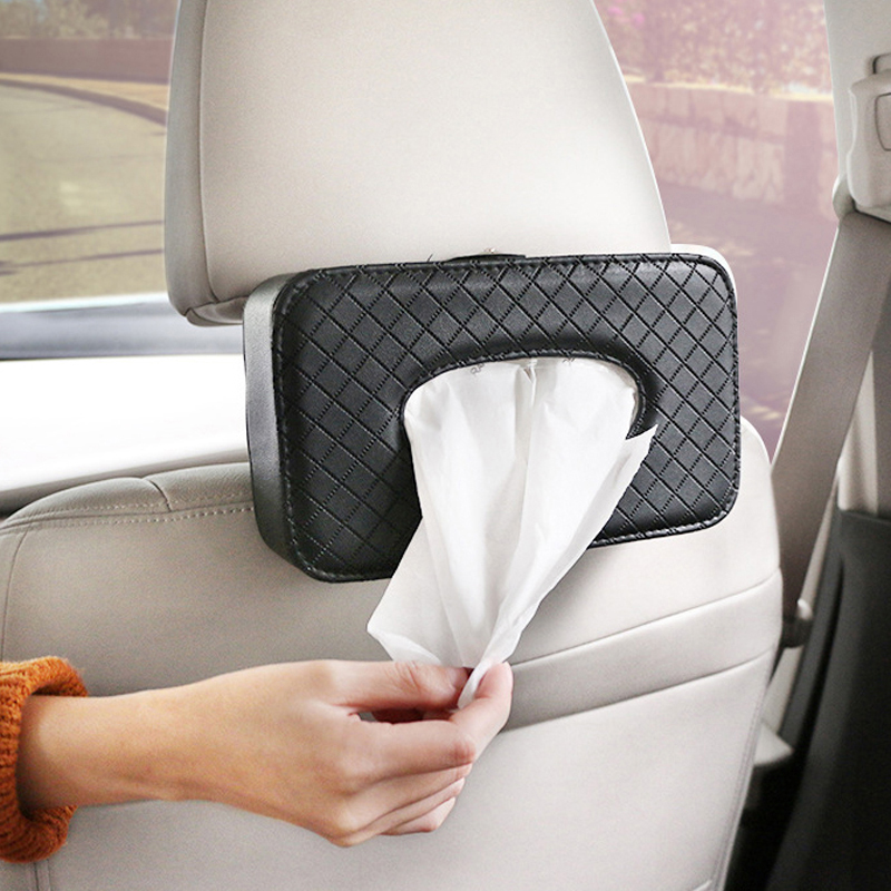 3 Colors Car Seat Back Tissue Universal Car Tissue Box Holder Organizer Storage Bag Non-Slip Durable Auto Interior Accessories