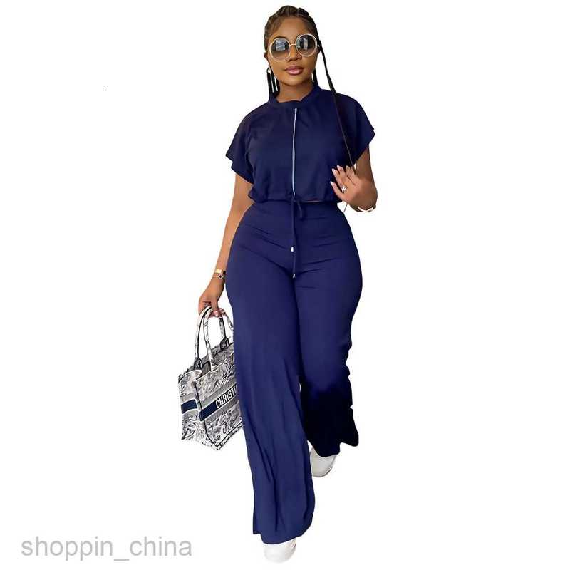 Women's Tracksuits Women's summer drawstring short top waisted split long pants two-piece set Sets