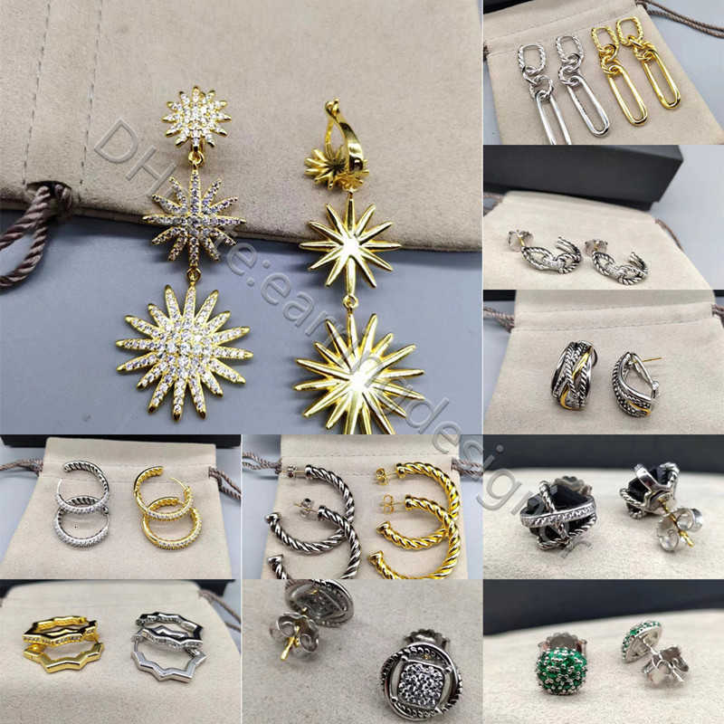 Vintage 925 Silver Square Designer Stud Earrings Creative Fashion Gold Women Diamond Twist Winding Geometric Round Stone Handmade Party gift Jewelry Earring