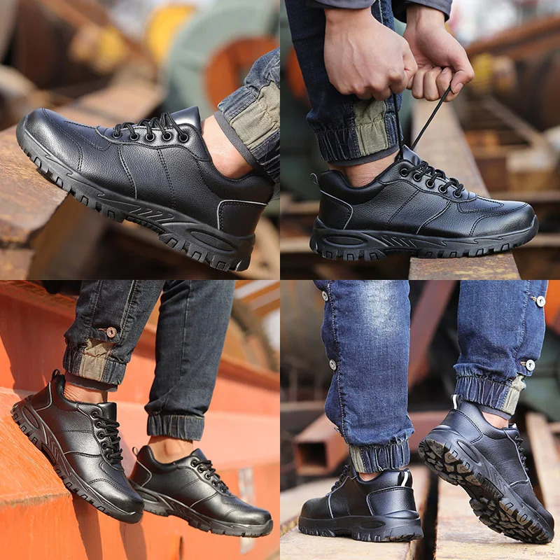 Waterproof Safety Shoes Men Steel Toe Work Boots Anti-smash Puncture-Proof Leather Shoes Protective Boots Indestructible Shoes 240612