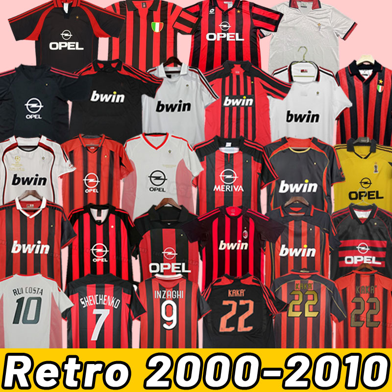 AC Retro shirts home SOCCER JERSEYs Gullit Maldini Van Basten football KAKA Inzaghi milan PIRLO SHEVCHENKO BAGGIO Milan 00 02 03 04 05 06 07 09 10 2006 2007 2008 2010 09