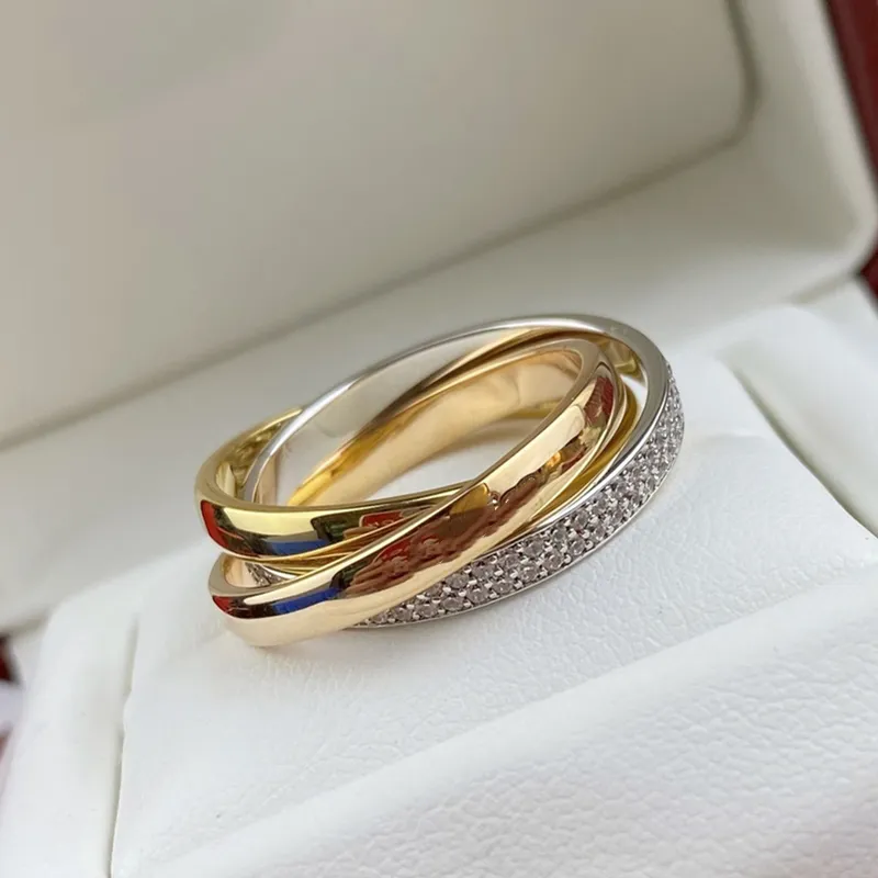 trinity ring charms woman and men designer Couple Size 678 for man diamond Tricyclic crossover T0P quality Gold plated for couple wedding anniversary Ring