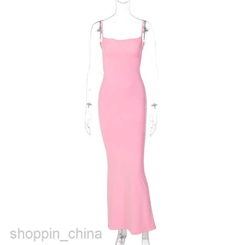 Basic Casual Women Dresses Spring Women's Fashion New Sexy Slim Open Back Strap Solid Color Dress for Women