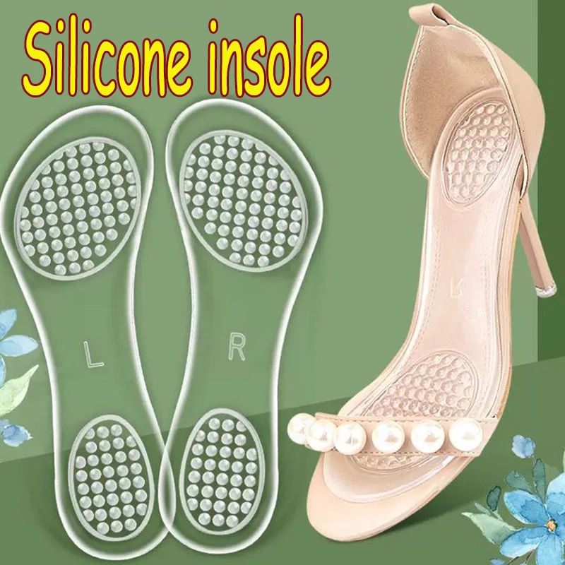 Silicone Transparent Insole High Heel Shoe Pads For Women Invisible Shock-absorbing Liners Honeycomb Insoles Shoe Accessories 240613