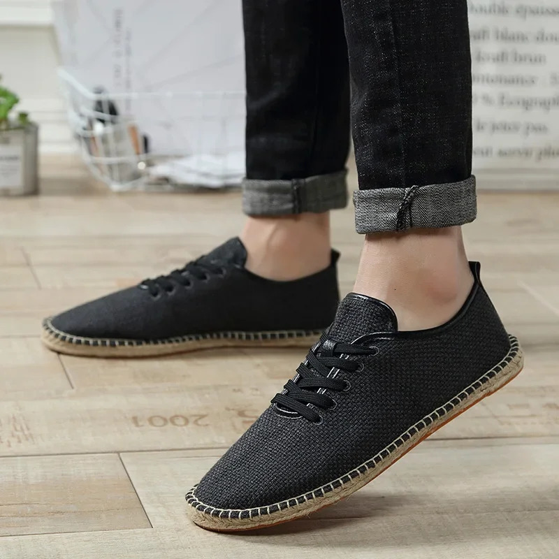 Summer Linen Breathable Casual Flats Shoes Men Espadrilles Loafers Fashion Women Canvas Shoes Casual Fisherman Driving Footwear 240612