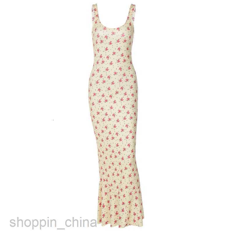 Basic Casual Women Dresses floral long fishtail skirt summer new print fashion trend suspender dress