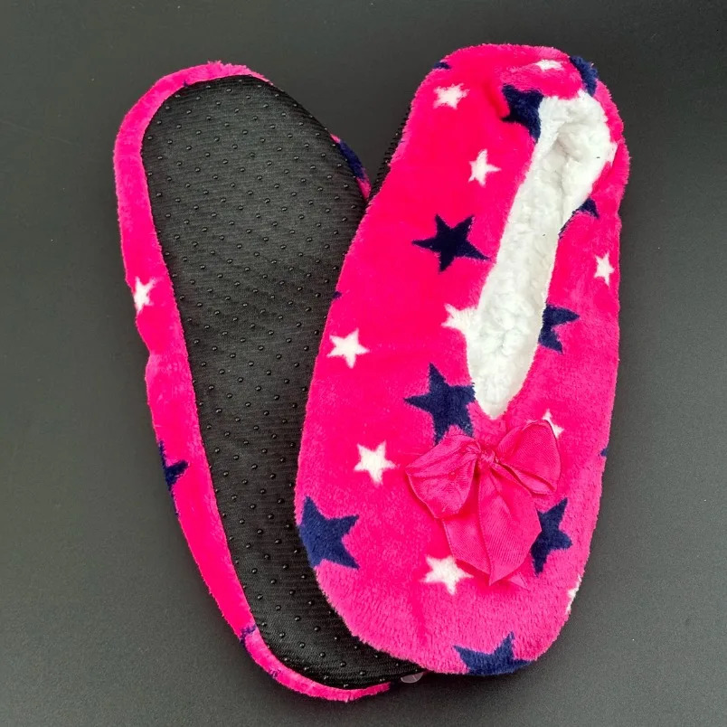 House Winter Warm Slipper Womens Star Thick Fur Plush Anti Skid Grip Sole Cute Funny Indoor Home Fluffy Female Floor Shoes 240612