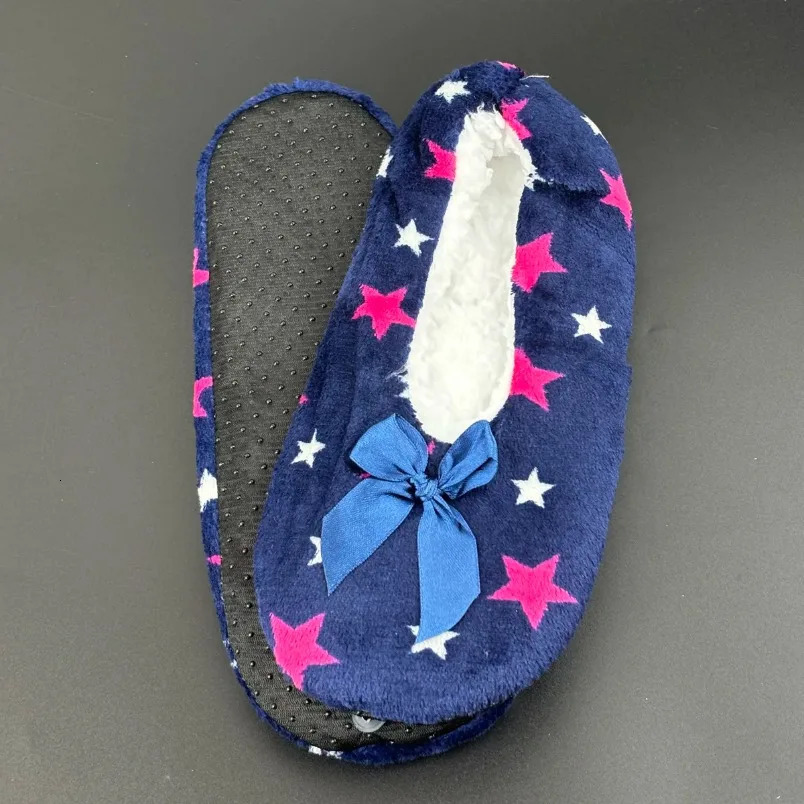 House Winter Warm Slipper Womens Star Thick Fur Plush Anti Skid Grip Sole Cute Funny Indoor Home Fluffy Female Floor Shoes 240612