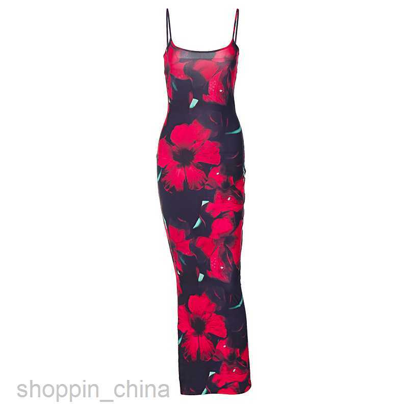 Basic Casual Dresses new fashion print U-neck sling slim sexy women's dress