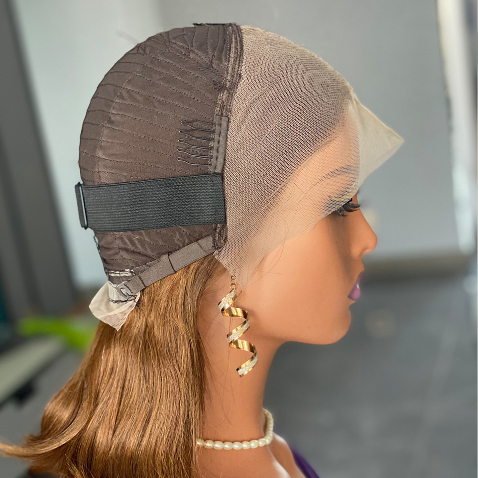 180 Density Bob Lace Human Hair Wigs 13x4 Lace Front Wig African European and American women Gel Free Wigs Chocolate Brown