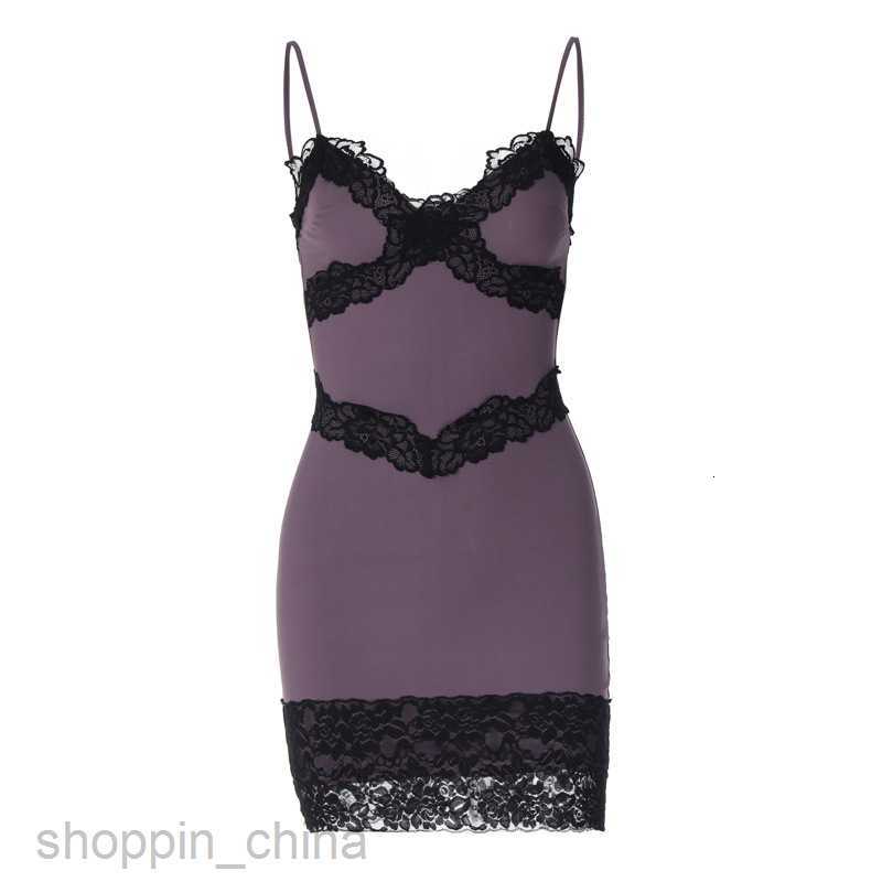 Basic Casual Dresses style new sexy V-neck patchwork lace edge pure desire suspender wrapped chest and buttocks short dress