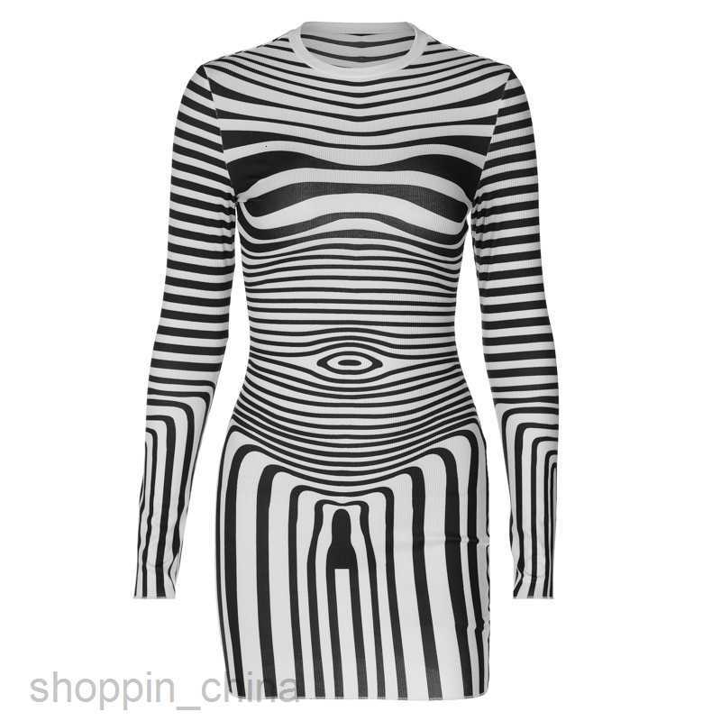 Basic Casual Dresses Women's Spring New Fashion Stripe Print Long Sleeve Short Dress Shirt Dress