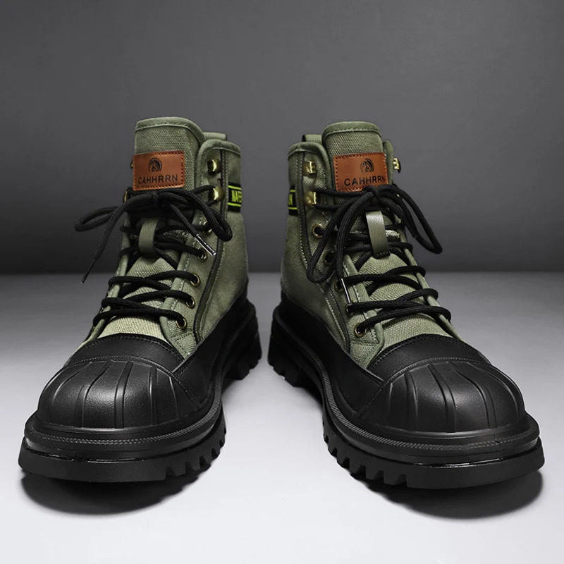 High Top Boots Men Leather Shoes Winter Motorcycle Snow Shell Head Boot For Military 240612