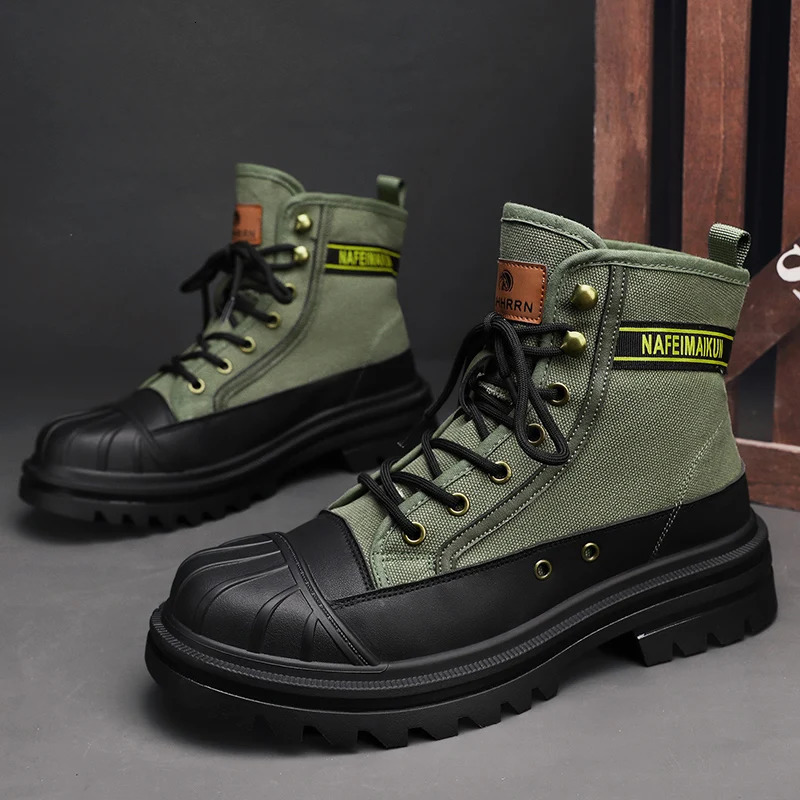 High Top Boots Men Leather Shoes Winter Motorcycle Snow Shell Head Boot For Military 240612