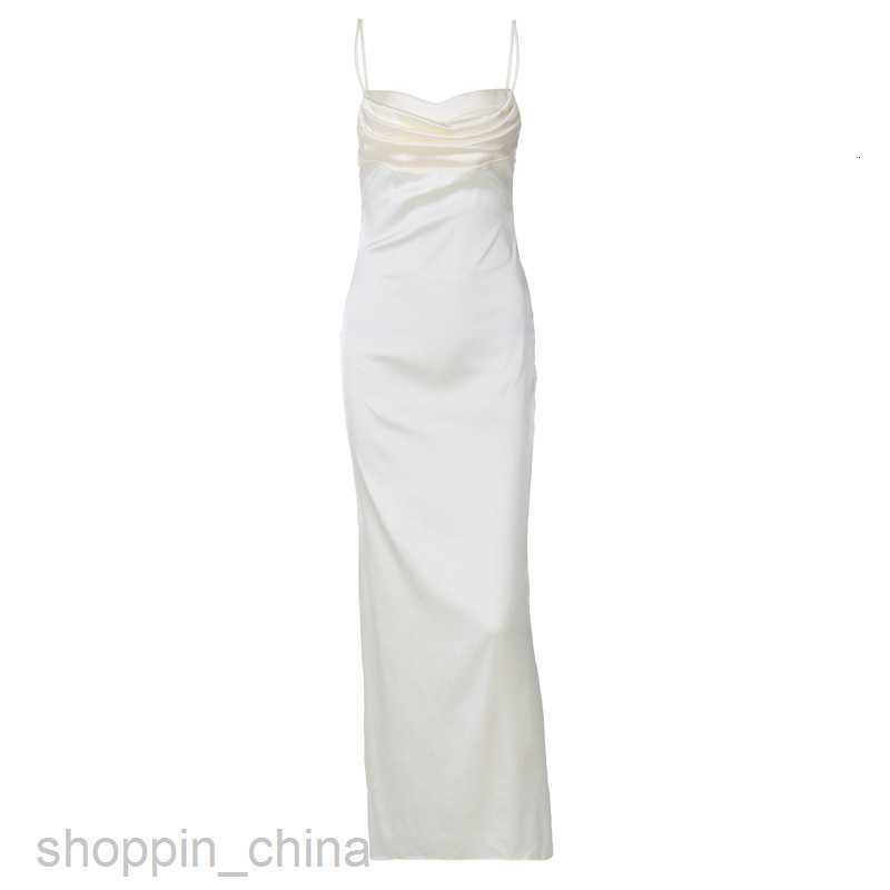 Basic Casual Women Dresses Summer Women's Wear New Solid Color Satin Sexy Open Back Suspended Dress