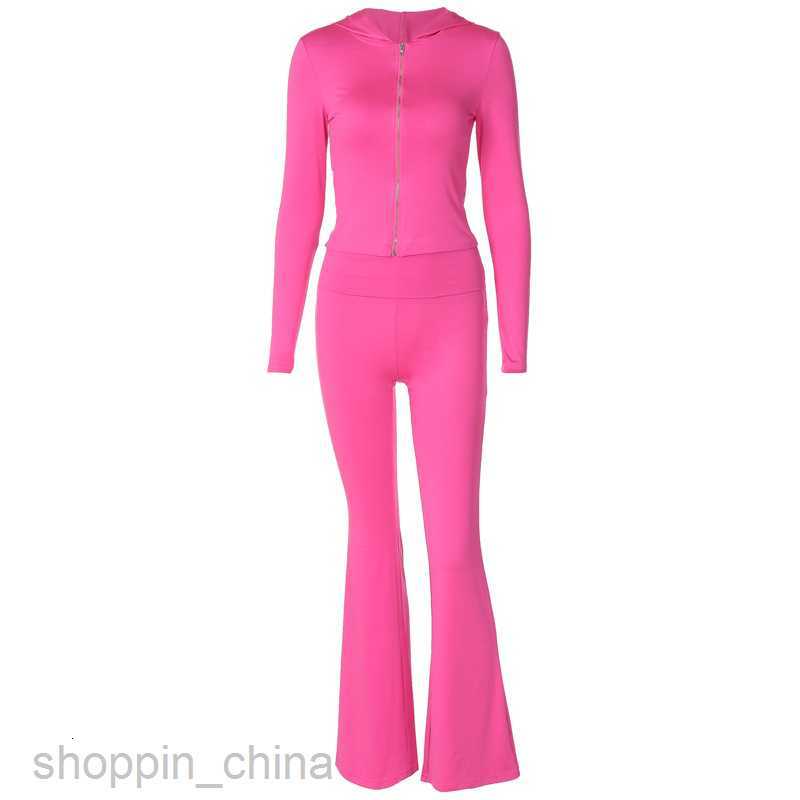 Women's Two Piece Sets Pants Women's Spring Festival New Zipper Long sleeved Hooded Top Loudspeaked Pants Fashion Casual Set