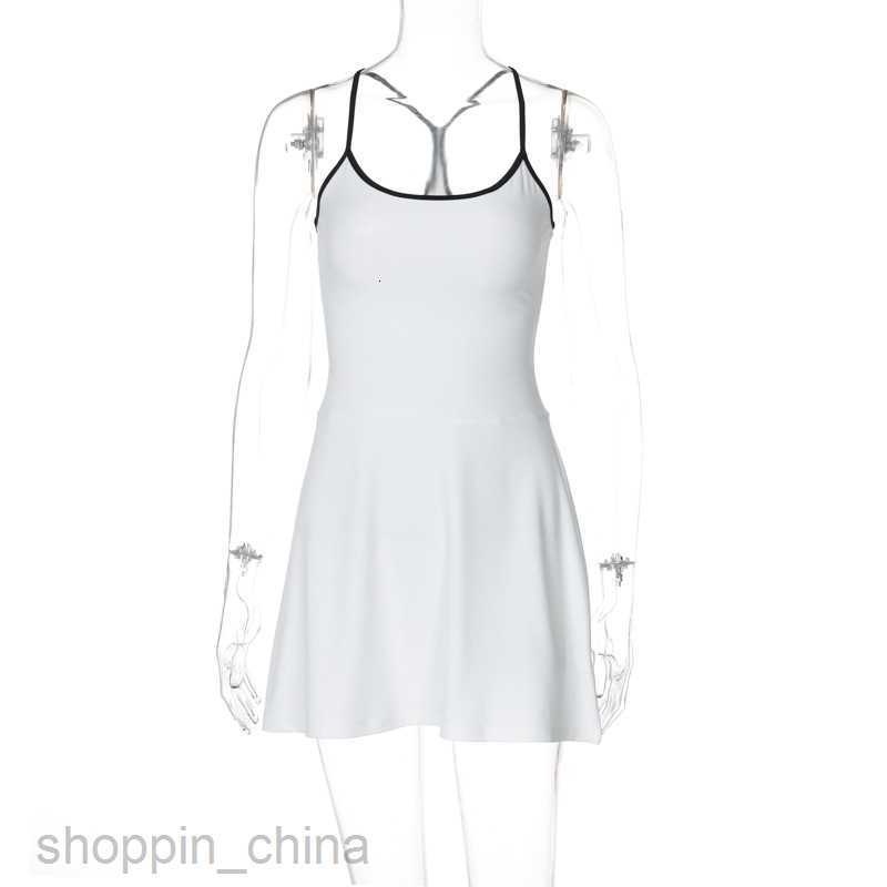 Basic Casual Dresses Summer New Women's Fashion Black Slender Edge U-Neck Solid Sweet Sling Dress for Women