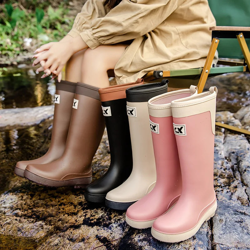 Fashion Women Long Tube Knee-length New Waterproof garden Shoes Non Slip Detachable Soft Bottom Rain boots Galoshes Size 35-41 250225