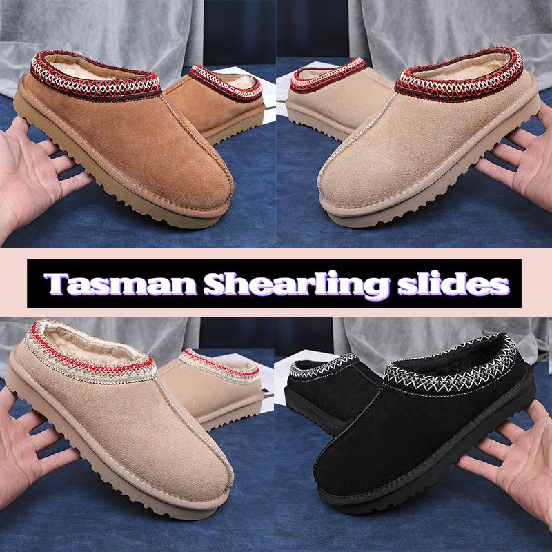 Tasman Slippers Tazz mustard seed Chestnut Fur Slides Sheepskin Classic Ultra Mini Platform Boot Suede Shearling Slipper men women shoes winter designer booties