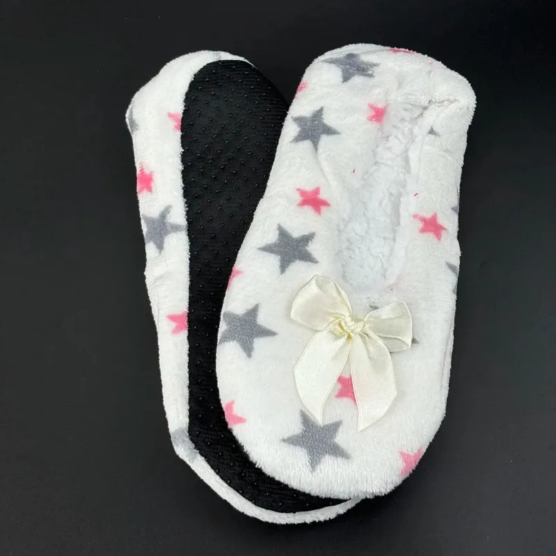 House Winter Warm Slipper Womens Star Thick Fur Plush Anti Skid Grip Sole Cute Funny Indoor Home Fluffy Female Floor Shoes 240612