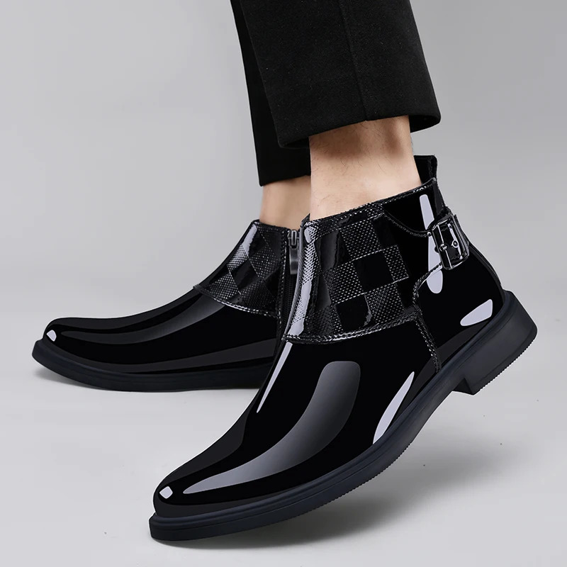 Men Leather Low Top Walking Shoes 2024 All-match for Men Ankle Boots Mens Side Zipper Chelsea Boots Classic Mens Shoes 240612