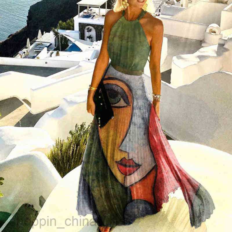 Women Sexy Halter O Neck Long Dress Summer Sleeveless Pleated Maxi Party Dress Elegant Lady Polka Dot Beach Dress Vestidos S02