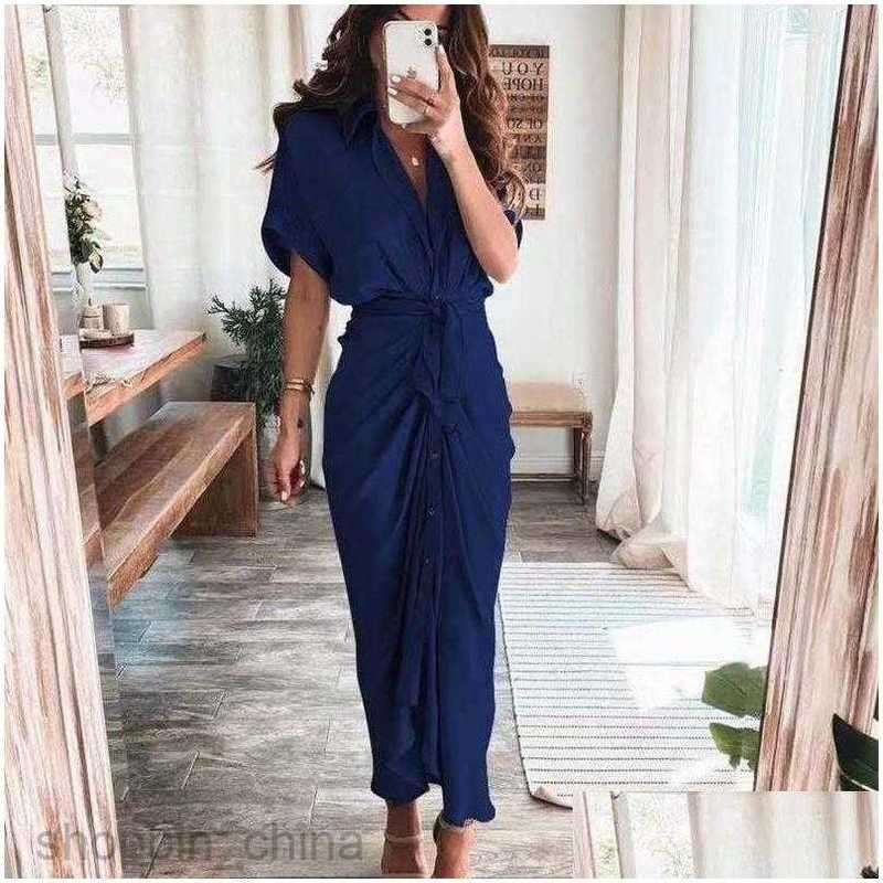 Casual Dresses Women Shirt Designer Commuting Plus Size S3Xl Long Dress Fashion Forged Face Clothing Drop Delivery Apparel Wom S02