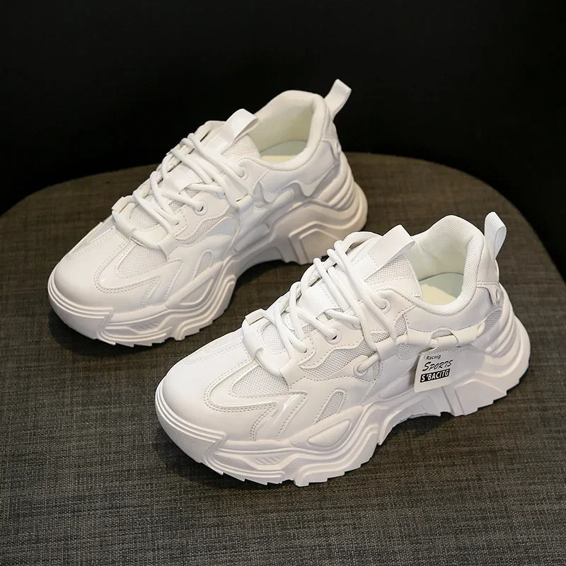 Fashion Platform Shoes for Womens Outdoor Lace-up Casual Shoes Breathable Chunky Sneakers Women Non Slip Zapatillas Mujer 240612