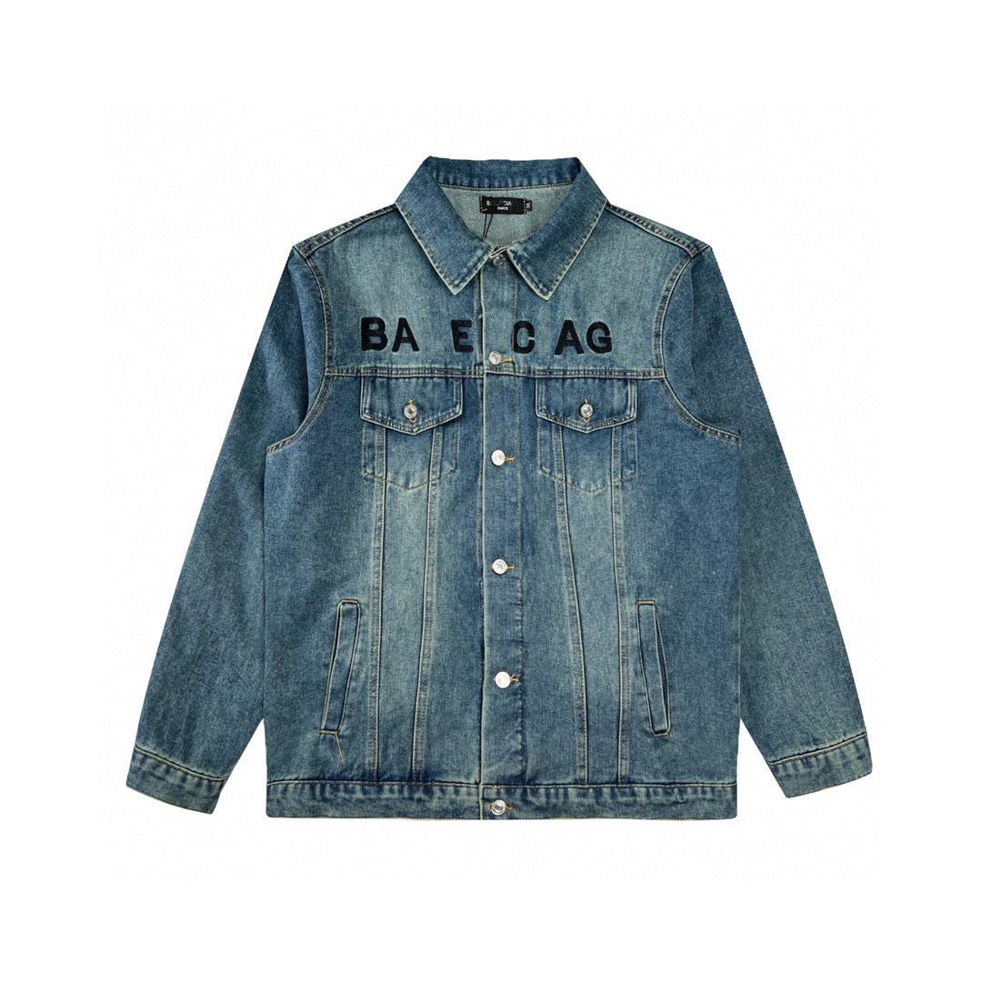 Designer blue Jacket Balencaiigas Hot Diamond Large Letter Denim Jacket Coat Men's and Women's Loose Casual Jacket Street Dating Button Coat