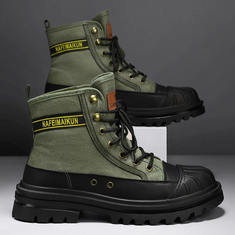High Top Boots Men Leather Shoes Winter Motorcycle Snow Shell Head Boot For Military 240612