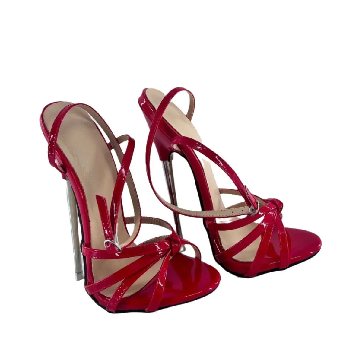18CM super high heels fishbeak sandals straps metal y fetishes men and women fast delivery 3646 240613